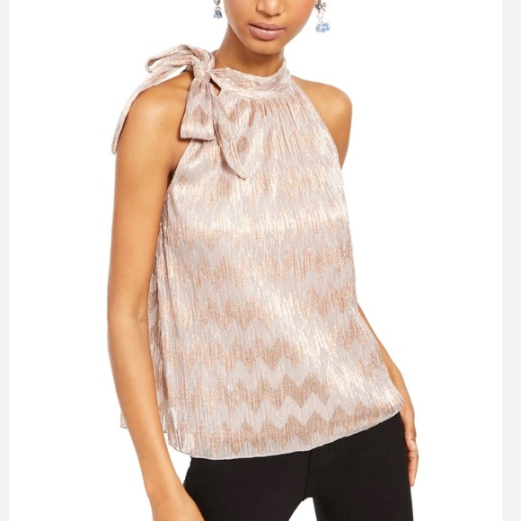 INC International Concepts Tops - INC International Concepts NWT Pale Mauve Metallic Tie-Neck Halter Blouse